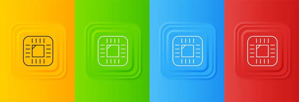 White Computer processor with microcircuits CPU icon isolated on colorful b.. イラスト素材