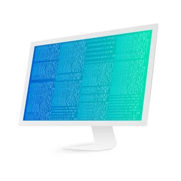 White computer screen with binary code. Binary code digital technology. Data Stock Illustration