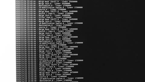 White computer software code moving on a black monitor. Computer hacking in p 스톡 동영상 144048988