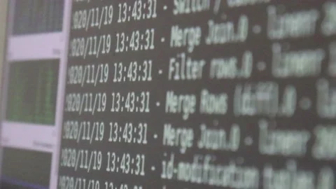 White computer software code moving on a black monitor. Computer hacking in p Stock Footage 144125689