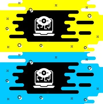 White Computer vision icon isolated on black background. Technical vision, eye Stock Illustration