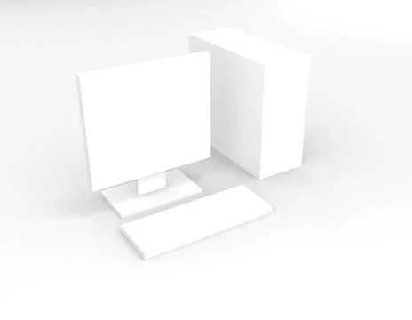 White computer on white background Stock Illustration
