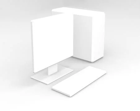 White computer on white background Stock Illustration