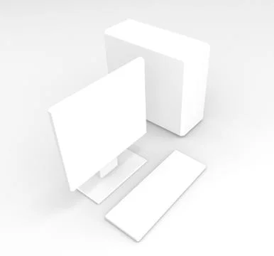White computer on white background Stock Illustration