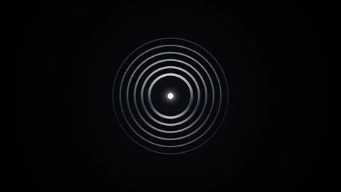 White concentric circular wave animation on black background. 4K Stock Footage 340514703