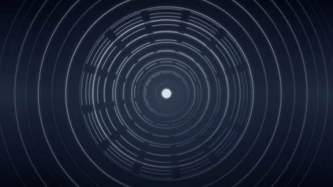 White concentric digital scanning circles on dark background. 4K Video stock 341847206
