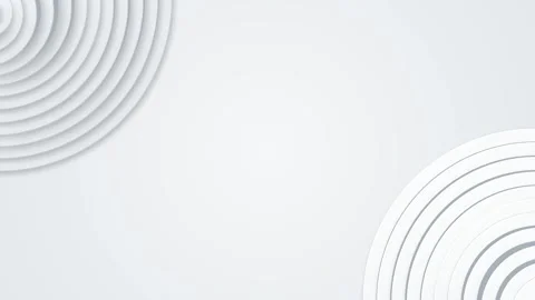 White concentric ring stacks tilting in opposite corners with empty center Vídeos de archivo 348267682