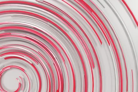 White concentric spiral with red glowing elements on white background Stock Illustration