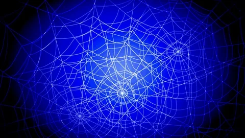 White concentric web on a blue background approaching and rotating Stock Footage 95668369