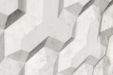 White concrete wall with an abstract pattern, a three-dimensional texture Stock Photos