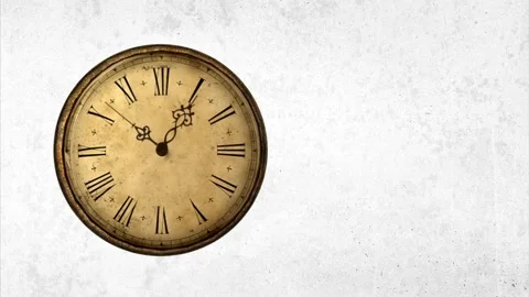 White concrete wall - antique clock - time lapse - stop 5 to 12 o'clock Stock Footage 138208784