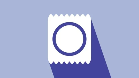 White Condom in package icon isolated on purple background. Safe love symbol 動画素材 225866785