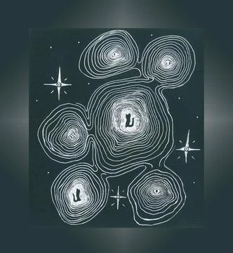 White connected mazes with cats inside in black outer space Stock Illustration