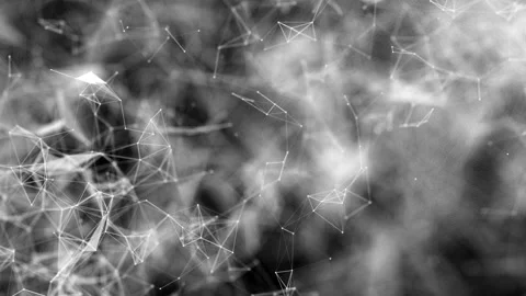 White connecting particles fly slowly on a black background. Animated abstract b Stock-Footage 124606330