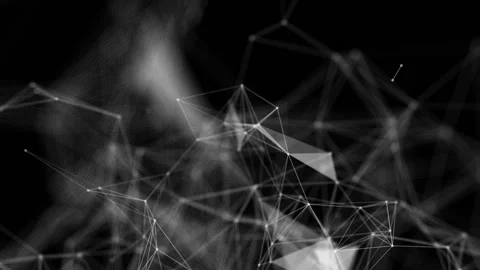White connecting particles move slowly on a black background. abstract backgroun Stock Footage 95001532
