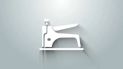 White Construction stapler icon isolated on grey background. Working tool. 4K Stock Footage 145864603