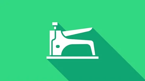 White Construction stapler icon isolated on green background. Working tool. 4K Stock Footage 147152317