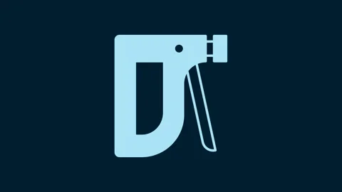 White Construction stapler icon isolated on blue background. Working tool. 4K Stock Footage 229559134