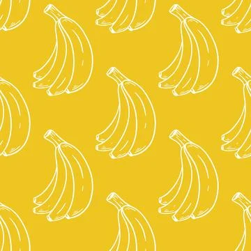 White contour bananas on yellow background Stock Illustration