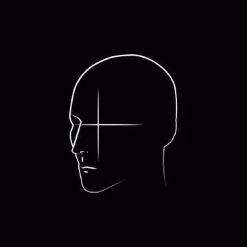 White contour pattern with a glistening eye on a black background Illustrazione stock