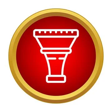 White contour trophy icon in red circle Stock Illustration