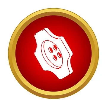 White control knob icon on a red background with a gold border 스톡 일러스트