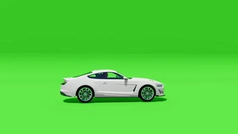 White Convertible Coupe Side View on Green Background Stock Footage 312973084