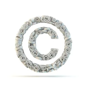 White copyright mark isolated on white. Stock Illustration