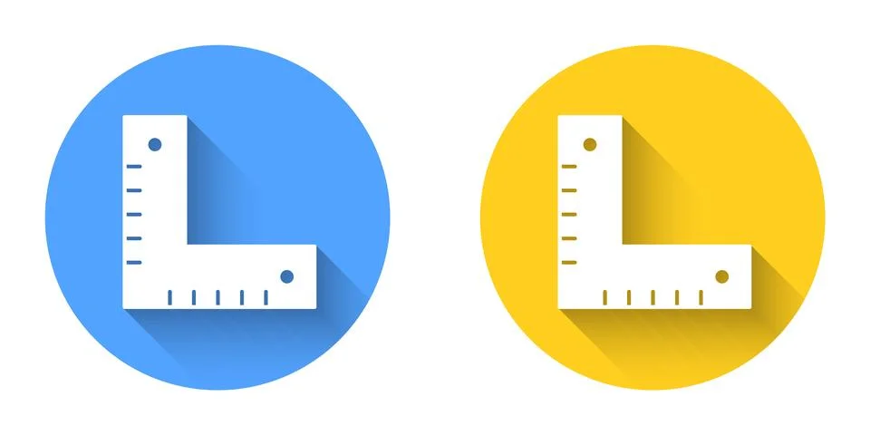 White Corner ruler icon isolated with long shadow background. Setsquare, angle Illustrazione stock