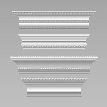 White cornice molding with decorative trim element イラスト素材