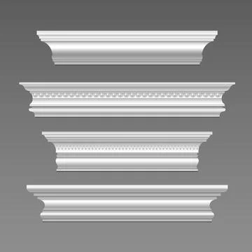 White cornice molding with decorative trim element イラスト素材