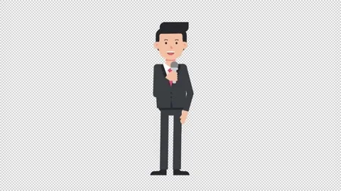 White Corporate Man Talking on Microphone Video stock 205077457