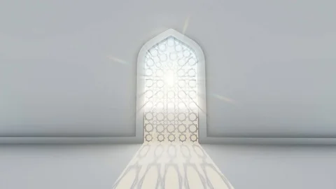 White Corridor Wall With Islamic Decorations In Middle Eastern Style Stock Footage 126267398