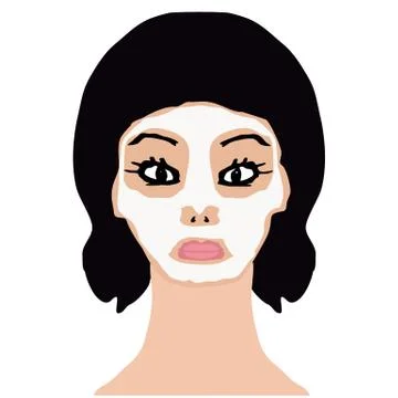 White cosmetic mask on the face. Infographics. Vector illustration on isolated Stock Illustration