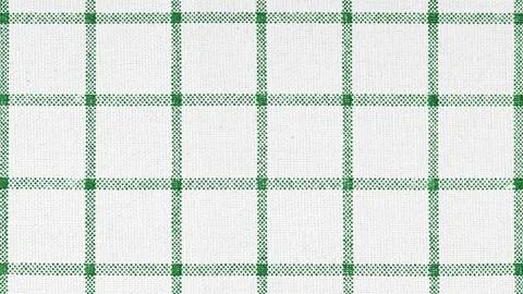 White cotton fabric texture with thin Green checkered pattern 스톡 사진