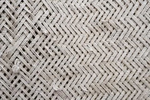 White cotton rope pattern interwoven for making traditional beds. 库存照片