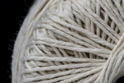 White cotton thread ball macro closeup Stock Photos