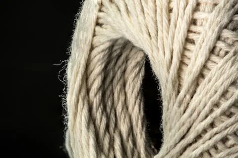 White cotton thread ball macro closeup Stock Photos