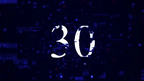 White countdown graphics numbers disappearing in abstract futuristic digital Stock Footage 104889270