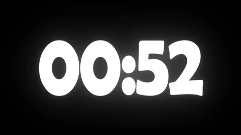 White countdown timer display showing fifty one seconds remaining Video stock 336622818