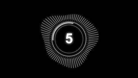 White countdown timer with radial audio spectrum circle animation Stock Footage 346779470
