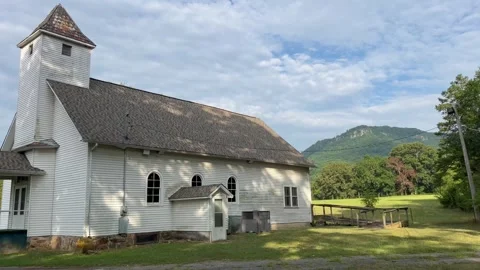 White county chruch in the moutains Video stock 279517746