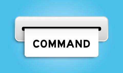 White coupon banner with word command from machine on blue color background Stock Illustration