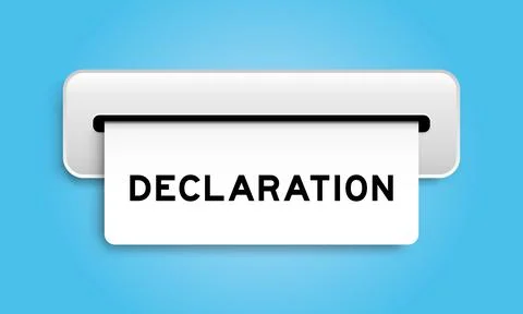 White coupon banner with word declaration from machine on blue color backgrou Stock Illustration