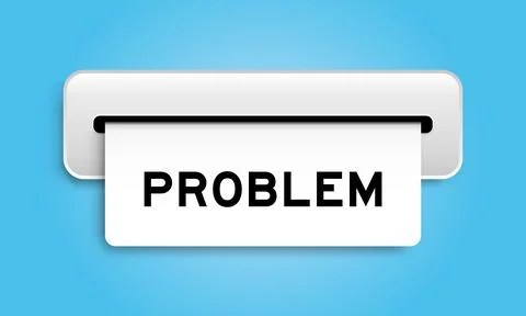 White coupon banner with word problem from machine on blue color background Stock Illustration