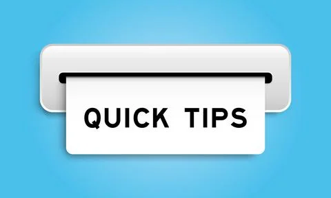 White coupon banner with word quick tips from machine on blue color backgroun Stock Illustration