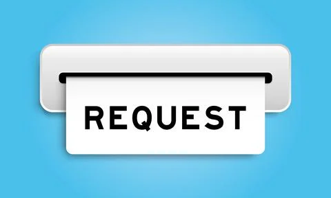 White coupon banner with word request from machine on blue color background 스톡 일러스트