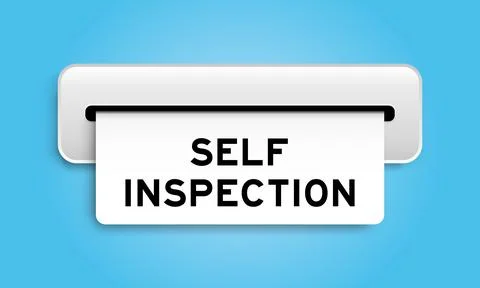White coupon banner with word self inspection from machine on blue color ba.. Stock Illustration