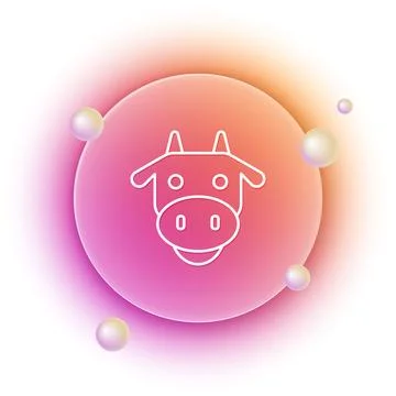 White Cow head icon isolated on white background. Orange and pink gradient .. Stock Illustration