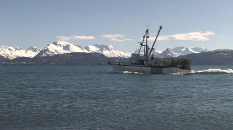 White crab boat returning #1 - 30p Stock Footage 1808017